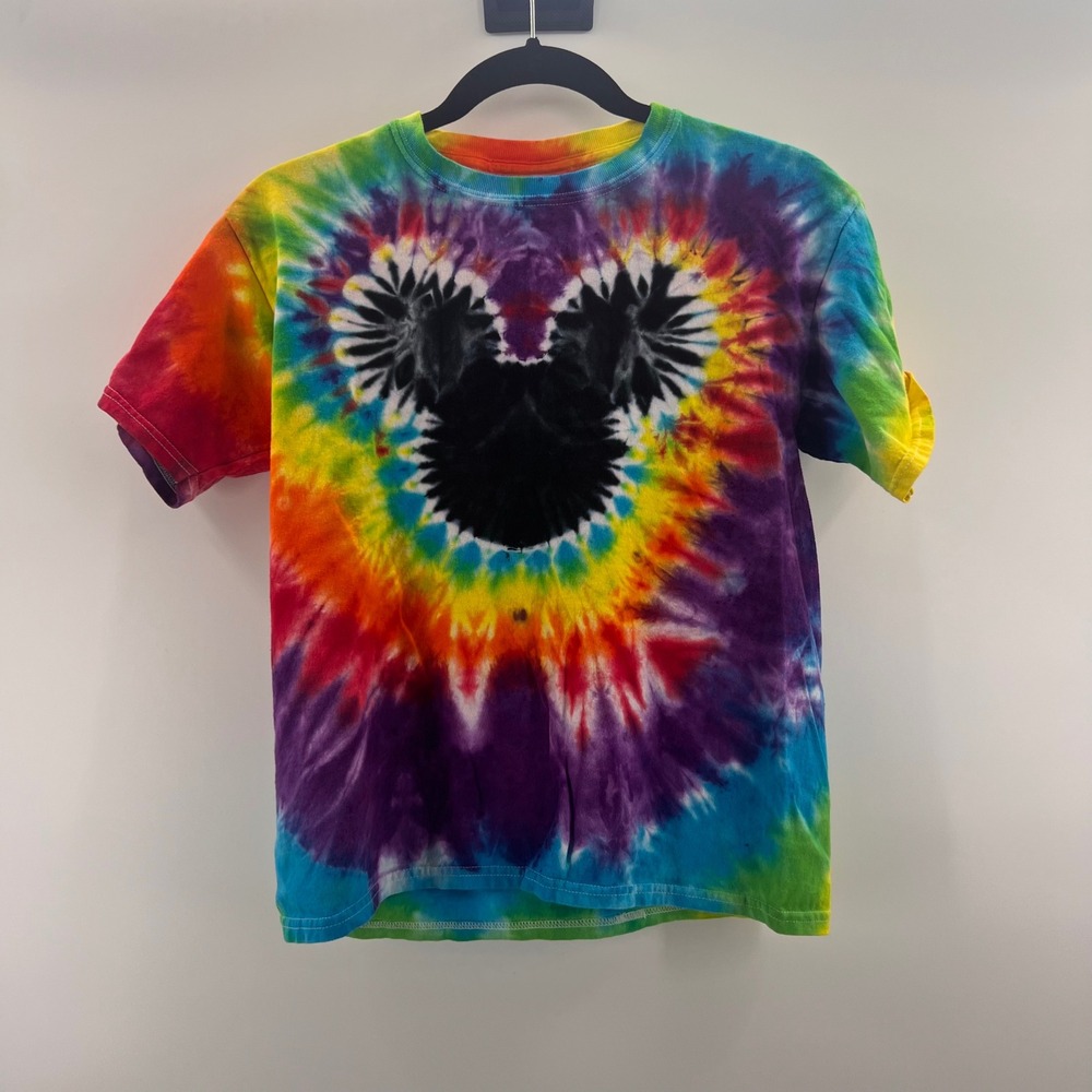 Gildan Mickey Mouse Rainbow Tie Dye T-Shirt Youth XL Disney Graphic‎ Tee Multi